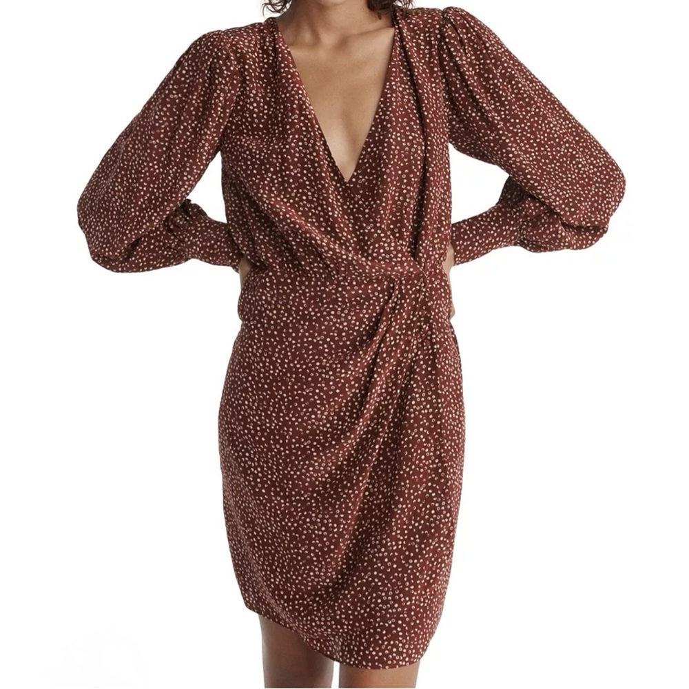 The Kooples Silk Moon Dots Wrap Dress Office Cocktail NWT